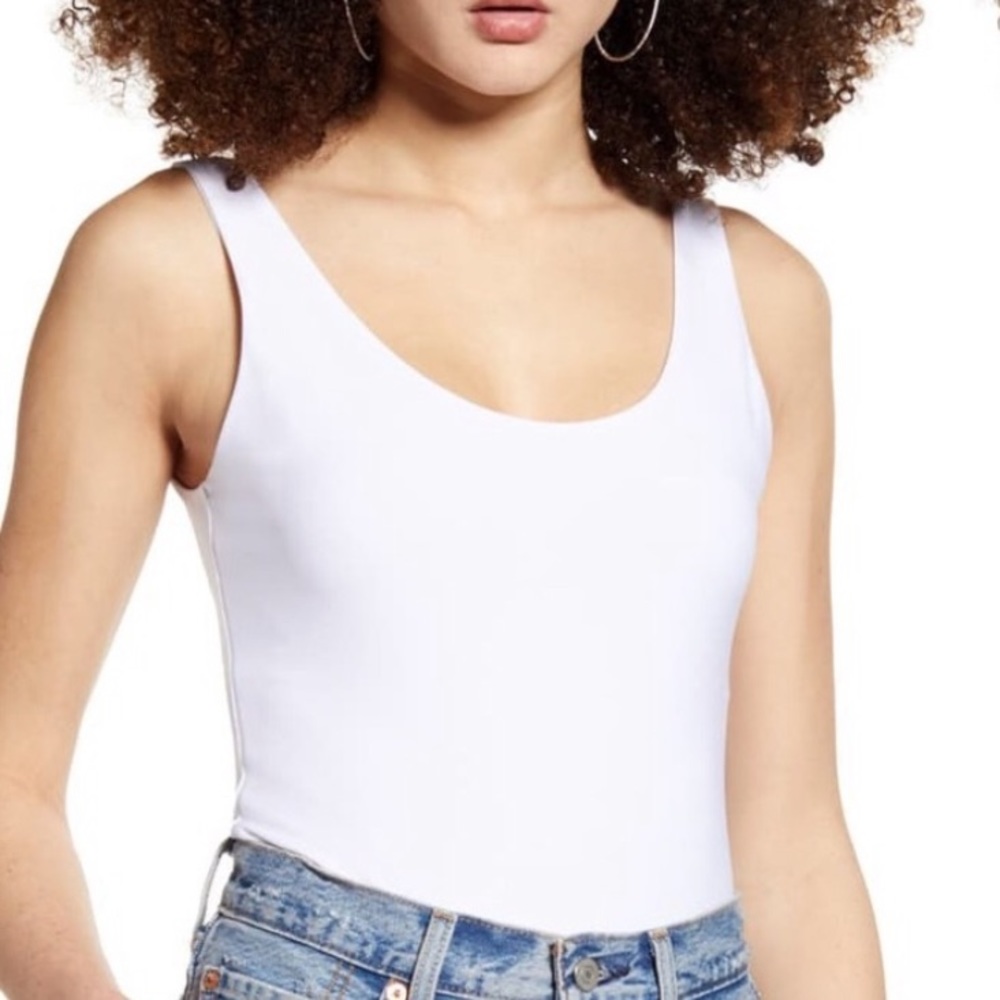 Leith Sleeveless White Bodysuit